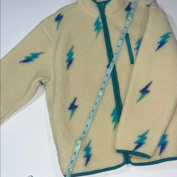 Old Navy Cream Fleece Jacket with Blue and Green Lightning - Picture 5 of 9